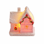 ornement noël miniature maison lumineuse rose brique neige toit fenêtres porte guirlandetoyshop
