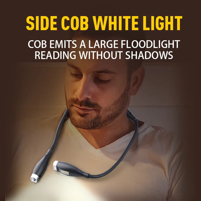 lampe cou multifonctionnelle rechargeable led noir blanche urgence étude course camping tricolore typeccharging