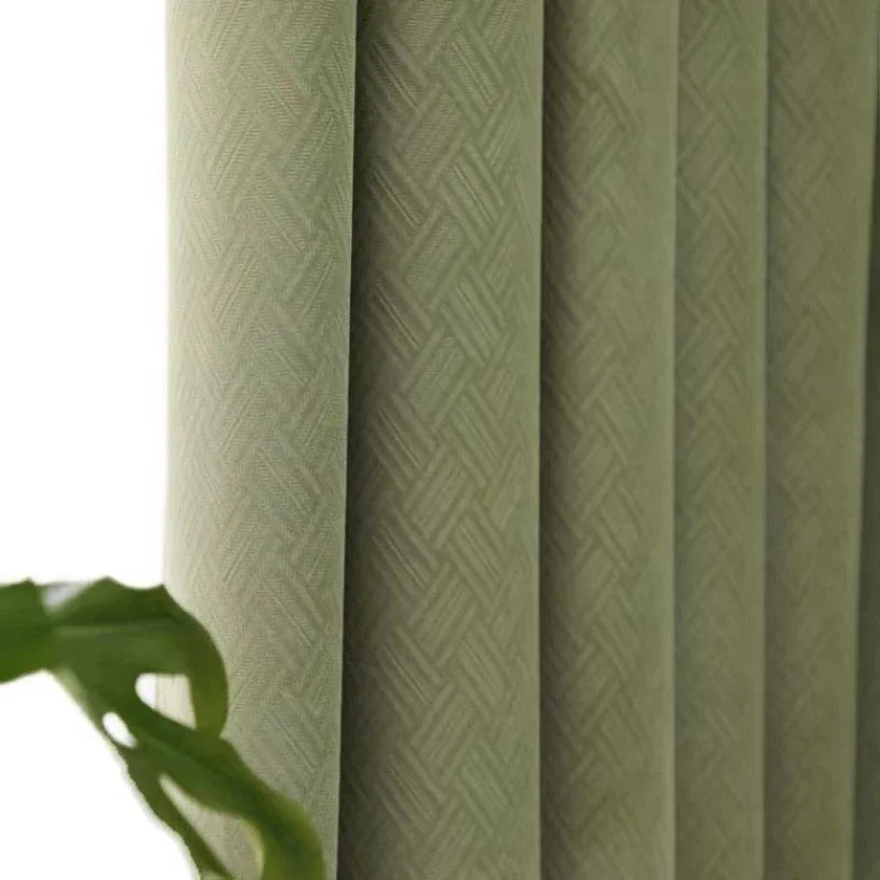 rideau vert olive moderne motif géométrique croix occultant salon chambre maison
