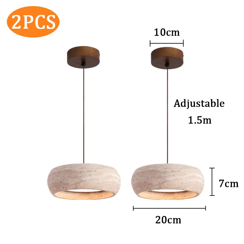Lampe suspendue moderne minimaliste pierre marbrée beige brun clair texture naturelle opaques chambre restaurant