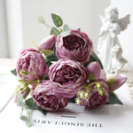 bouquet fleurs artificielles rose pivoine gypsophila mariage anniversaire décoration intérieureextérieur 30cm