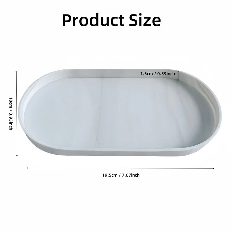plateau ovale silicone blanc noir rangement cosmétiques bijoux moderne minimaliste