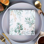 serviettes table motif feuilles vert doré moderne élégantes pack 20 pièces restaurant