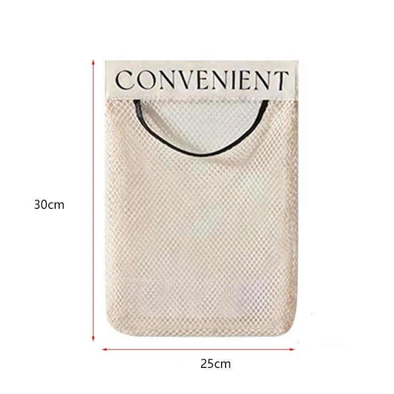 organisateur suspendu sacs rangement toile polyester réutilisable porte mur beige noir blanc minimaliste