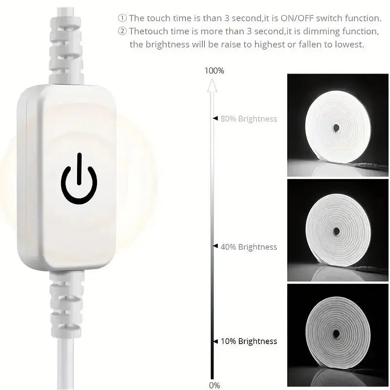 ruban led flexible blanc moderne adhésif commutateur tactile câble chambre usb 5v