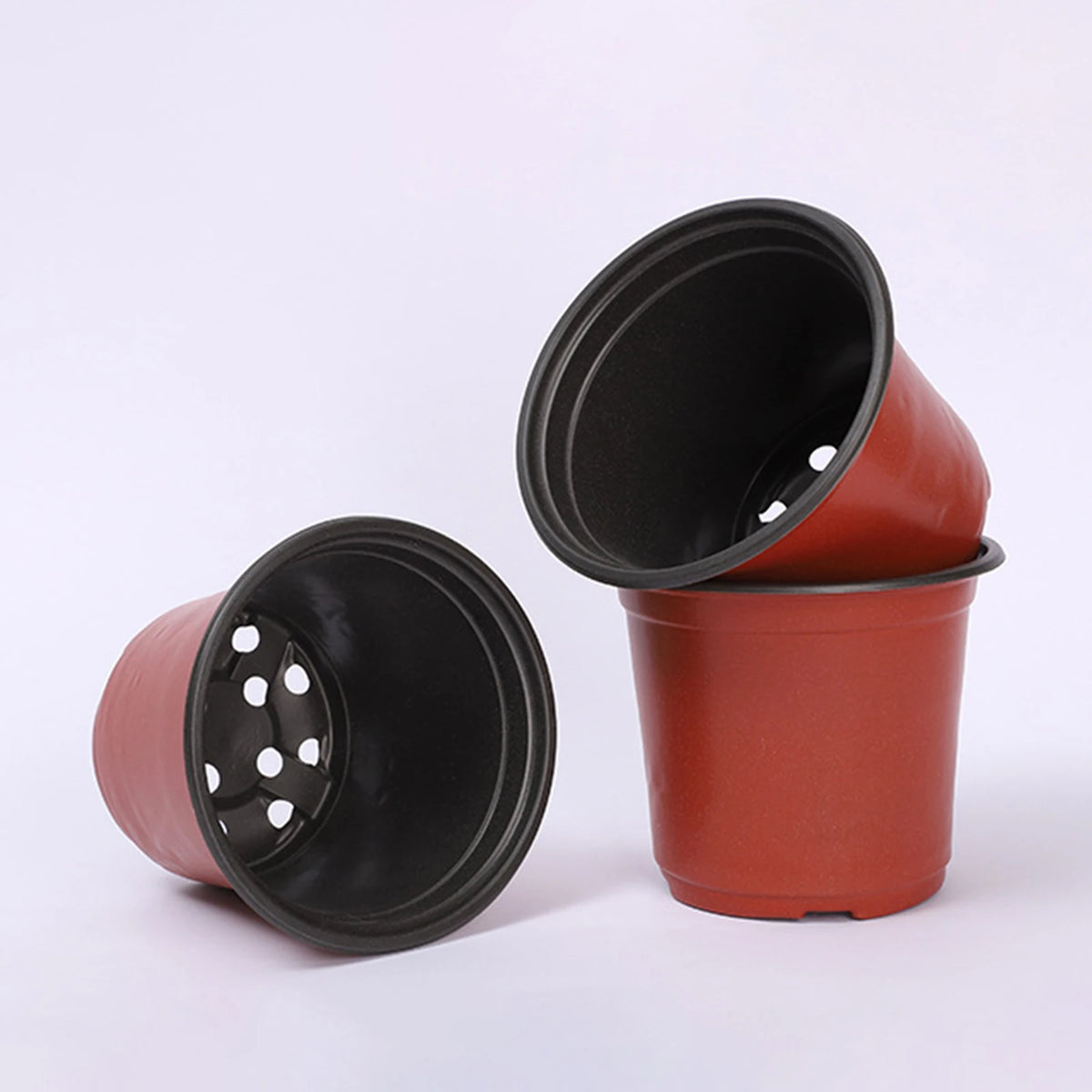 Pots fleurs modernes rouge noir texture granulée drainage 10cm 11cm 12cm 13cm 14cm 50pcs