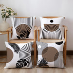 taies d'oreiller polyester motifs géométriques feuilles moderne blanc marron noir opaques canapé lit 40x40cm
