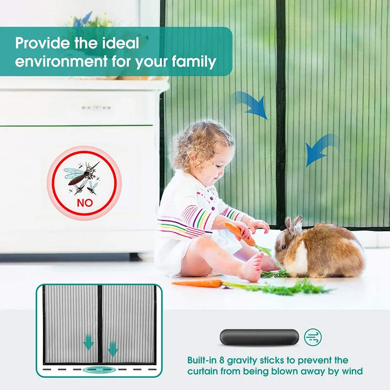 rideau moustiquaire magnétique porte intérieur blanc maille fine anti insectes fermeture automatique aimant