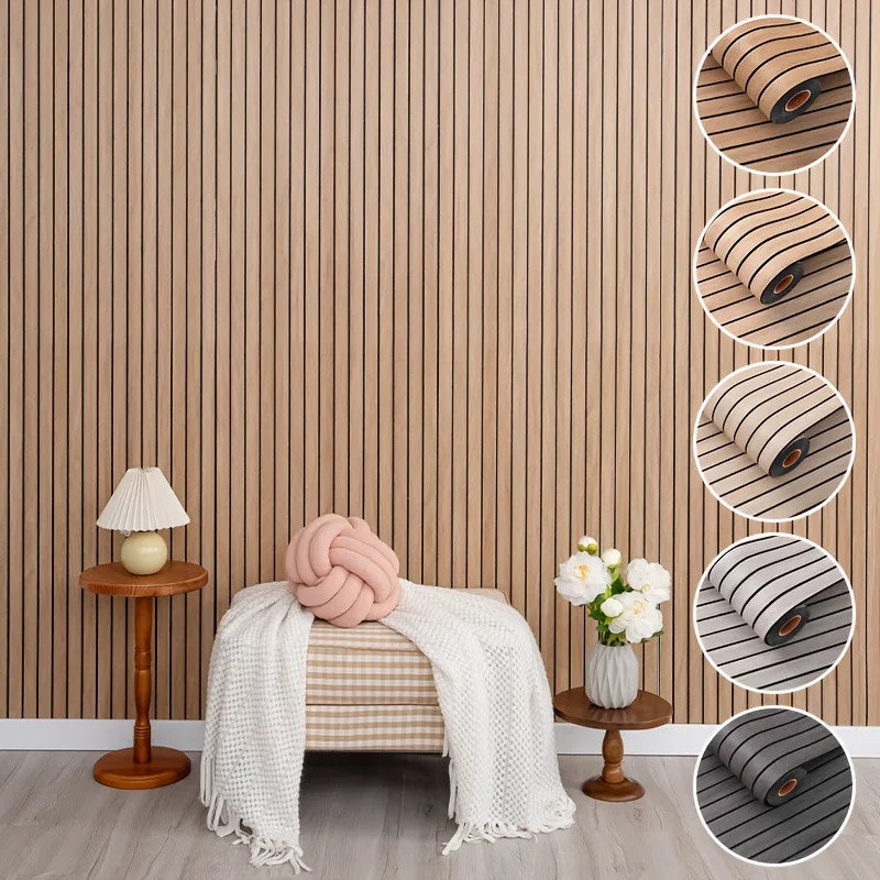 papier peint auto adhésif moderne rayures verticales beige clair enfant chambre cuisine résistant eau