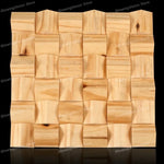 panneau décoratif bois cubes géométriques moderne marron clair foncé autocolant 3d