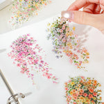 autocollants décoratifs floral transparents rose blanc bleu vert adhésifs fleurs feuilles