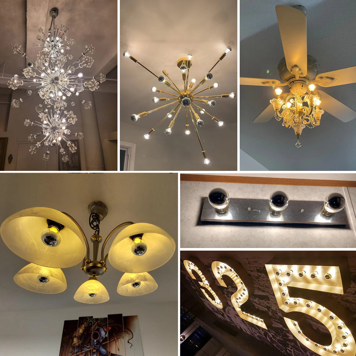 ampoules led argentées filament doré vintage e27 2700k 6500k 20000h