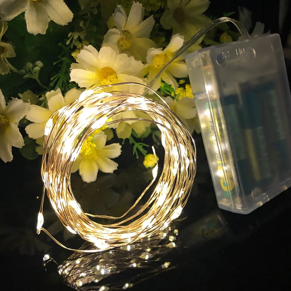 guirlande led feerique fleurs artificielles lanternes verre metal decoration exterieure noel blanc vert jaune