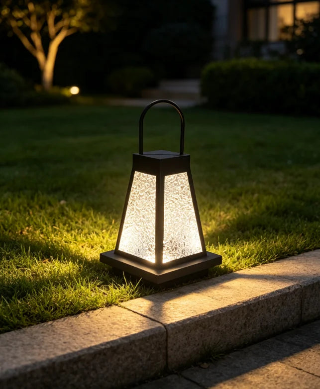 lanterne moderne extérieure étanche noir texture translucide éclairage paysager sol ip65 led assemblage