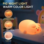 lampe chevet mignon rose cochon cartoon oeil noir nez rose flux lumineux faible tactile