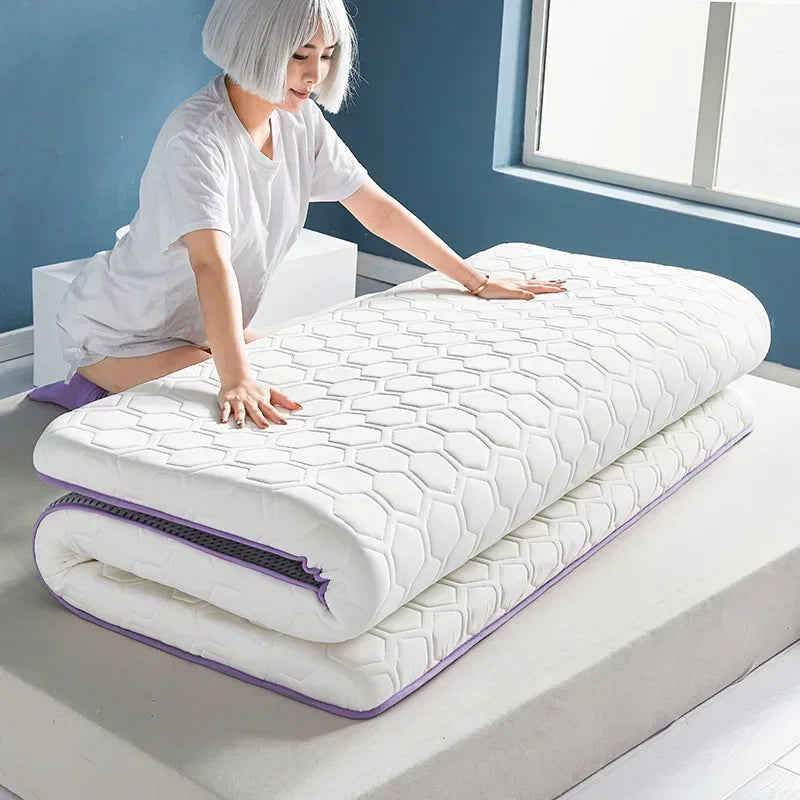matelas mousse mémoire forme hexagonal moderne blanc violet 150x190cm 8cm