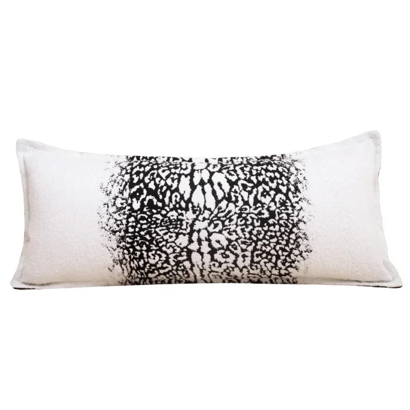 coussin imprimé léopard noir blanc moderne salon décoration canapé carré peluche adhésif