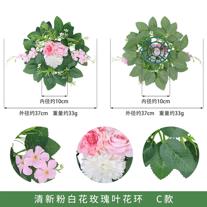 guirlandes florales artificielles couronne mariage décoration intérieure roses chrysanthèmes verte rouge