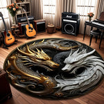 tapis rond dragons motifs géométriques couleurs vives moderne salon chambre coucher