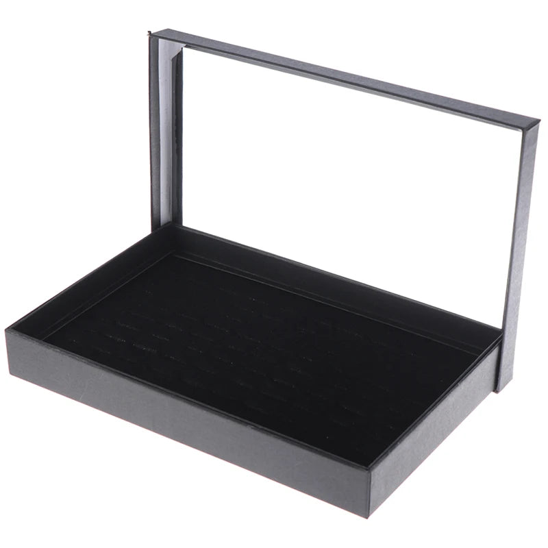boîte bijoux noire moderne grille rangement opaques bagues