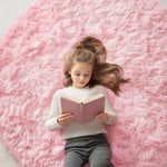 tapis rond doux rose peluche moderne salon chambre coucher voyage pique niqueextérieur