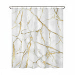 rideau douche marbre blanc doré moderne 12 crochets opacité polyester salle bain decoration