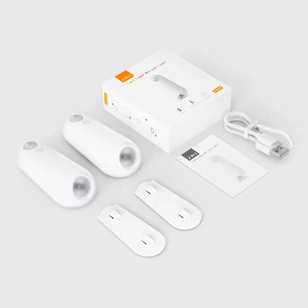 veilleuse lampe nuit led rechargeable capteur mouvement moderne blanc adhésif salle bain couloir