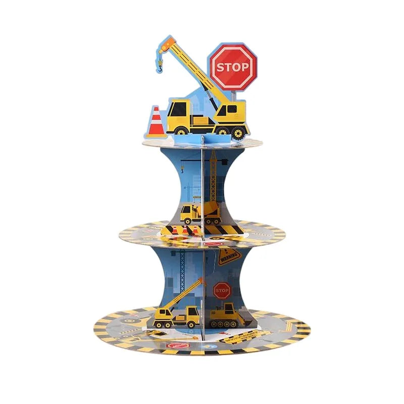accessoires decoration gateau construction camions grue pelle carton multicolore anniversaire enfants toppers cupcakes