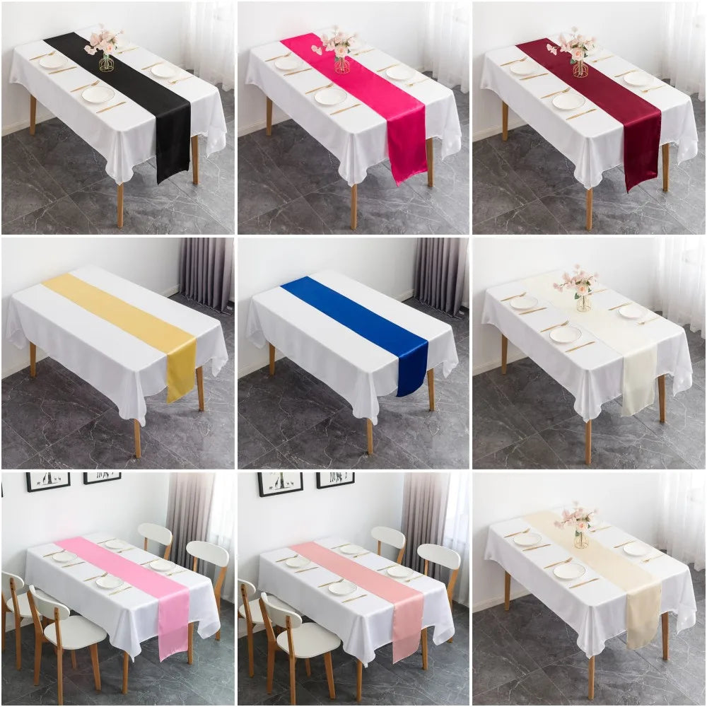 nappe satinée table fête blanc rouge rose anniversaire mariage baptême noël saint valentin