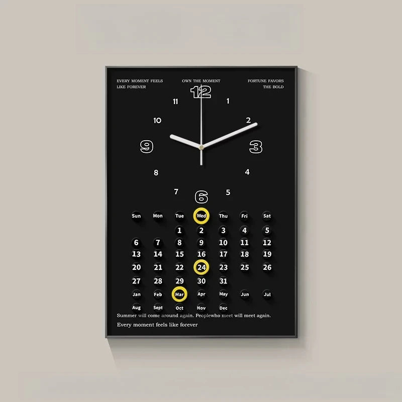 horloge murale moderne mécanique calendrier unique antique rouge noir minimaliste