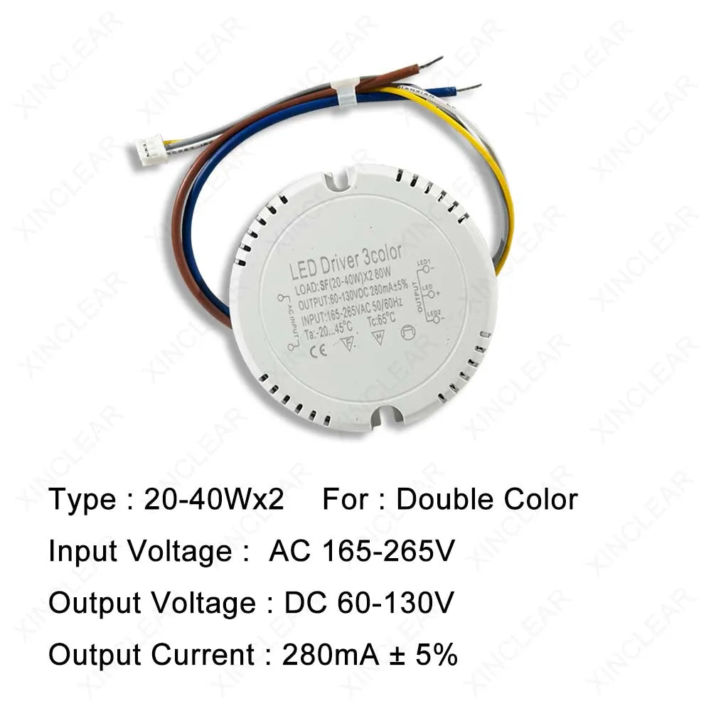 driver led blanc 280ma 20 40w rond moderne câbles certification fcc rohs