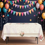 nappe table fleur rose beige clair classique romantique imperméable machine réutilisable 140x140cm 180x140cmextérieurhôtelmarriagesbanquet