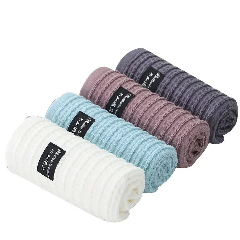 serviette bain toilette coton rayures horizontales blanc mauve gris moderne 35x75cm absorbant rapide
