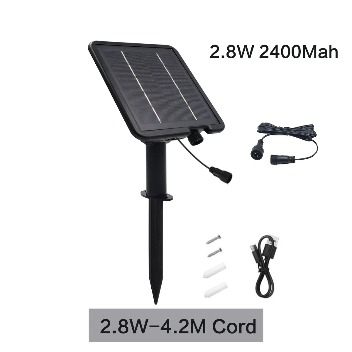 panneau solaire noir moderne télécommande câble 1.2m 3m batterie 7200mAh