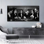 tableau toile cadre doré scène poker noir blanc décoration murale salon maison classique