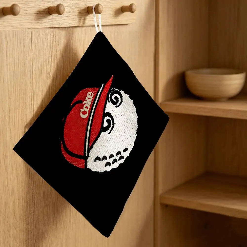 serviette main suspendue polyester coton dessin animé crochets cuisine salon