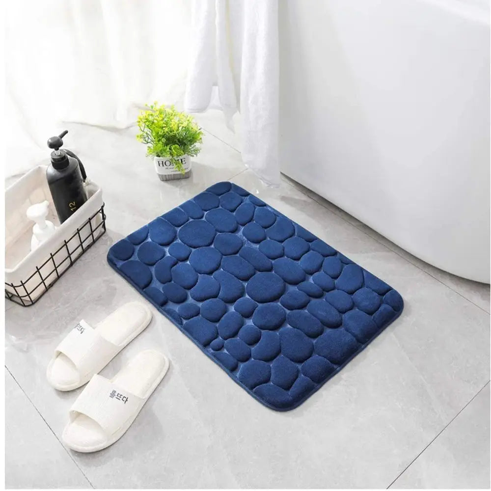 tapis sol microfibre texture galets moderne bleu clair marron foncé bleu marine gris clair