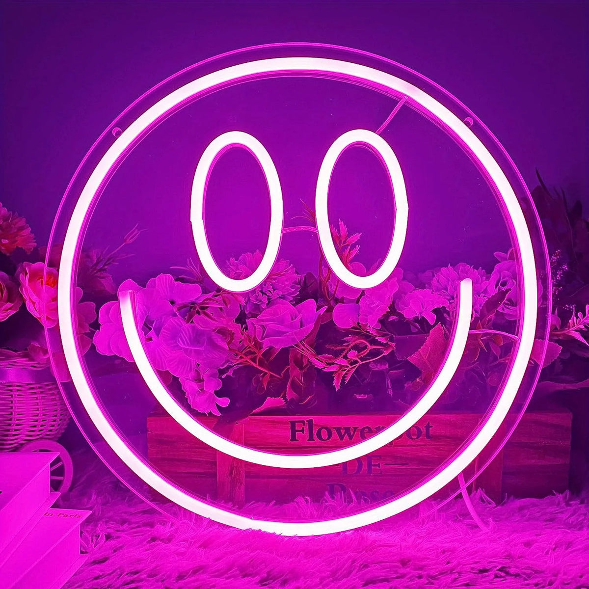 veilleuse led smiley jaune rose deco murale pop art luminaires maison moderne