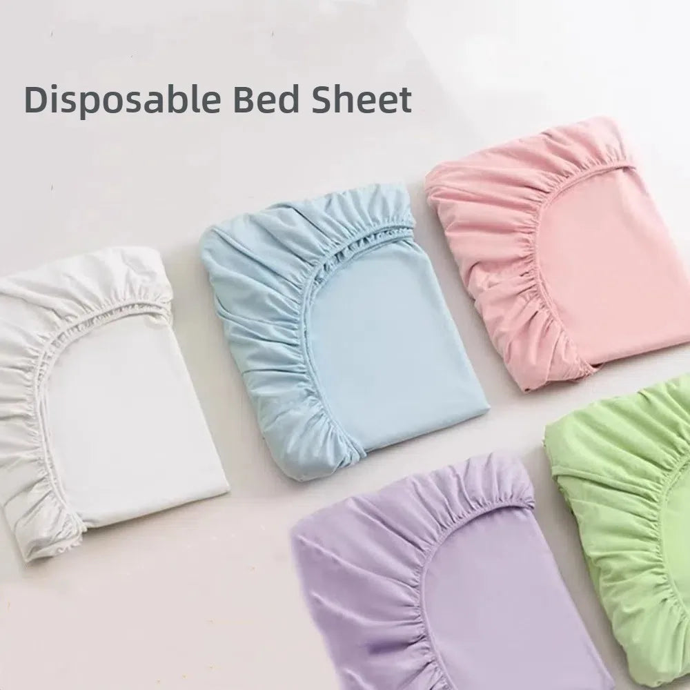drap housse jetable lit simple double élastique blanc bleu rose vert violet lisse minimaliste