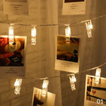 guirlande lumineuse pinces photos transparentes blanc chaud multicolore décoration bohème chambre personnelle led
