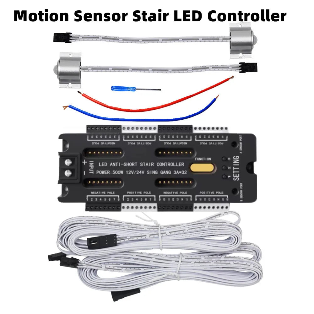 contrôleur led escalier capteur mouvement 12v 24v noir flexible certification rohs ccc fcc