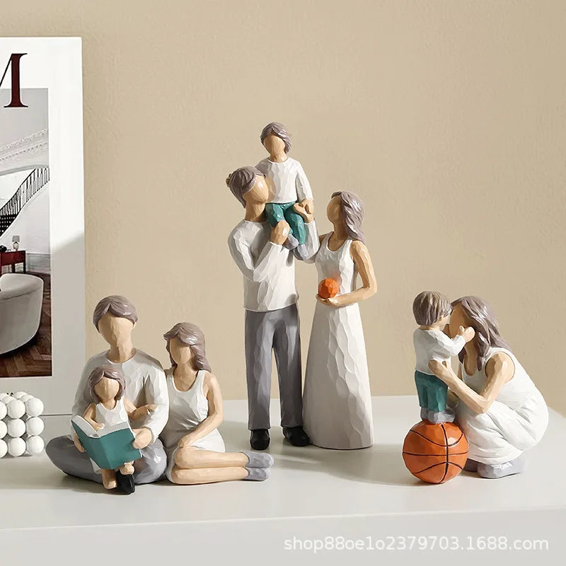 figurines familiales moderne résine blanche gris marron épurées minimaliste salon decoration