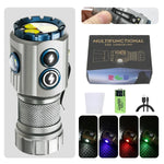 lampe torche rechargeable led rgb argenté noir jaune texturée moderne aimant mode lumière variable