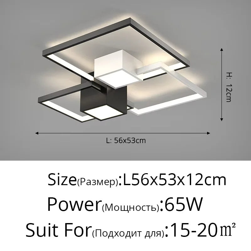 plafonnier led carré moderne minimaliste noir blanc géométrique chambre décoration maison