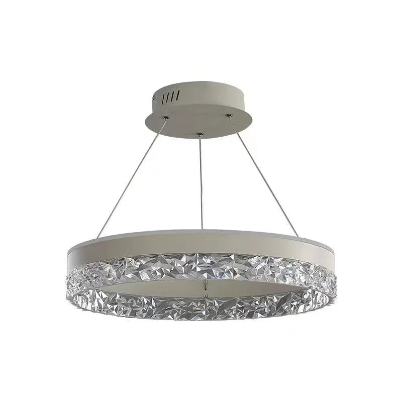 suspension lumineuse or noir blanc cristaux facettés moderne câbles réglables lumière chaude