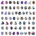 stickers adhésifs waterproof modernes illustrations loups motifs ethniques forêt nocturne galactiques multicolores adultes adolescents
