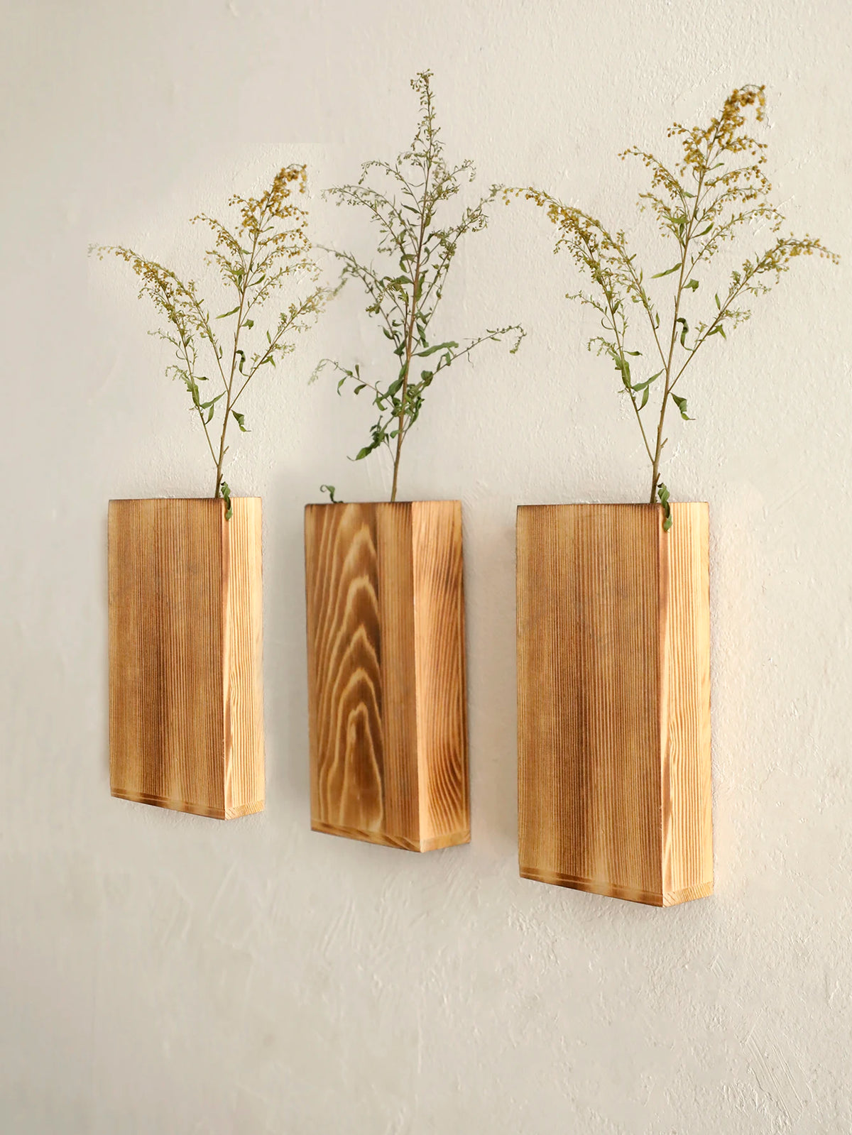 vases muraux bois naturel minimaliste rustique plante séchée fleur artificielle