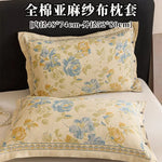 taies d'oreiller jacquard coton motif floral blanc rouge vert gris traditionnel lit maison