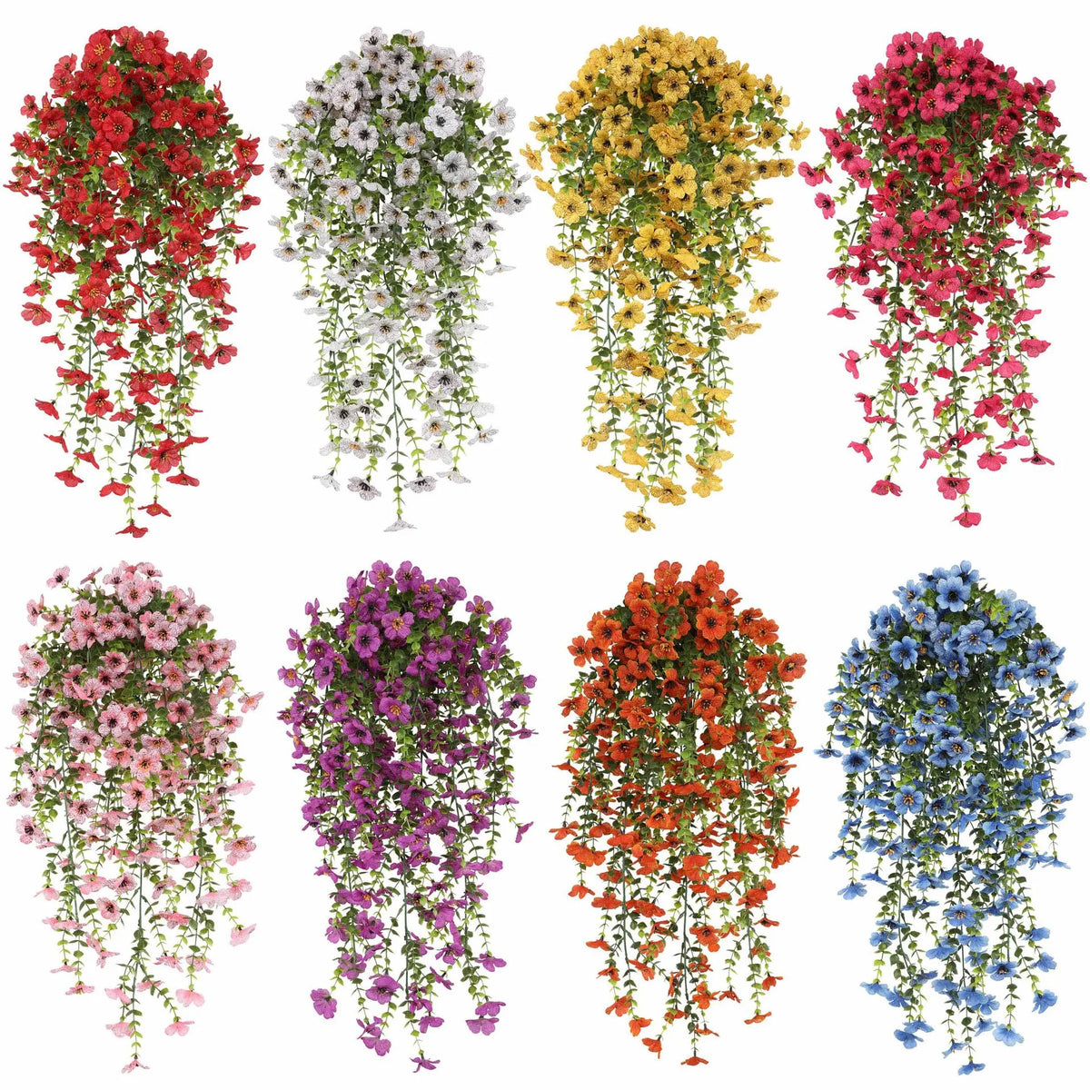 guirlande fleurs artificielles rouge rose jaune violet blanche bleue modernes decoration intérieure mariage pendaison