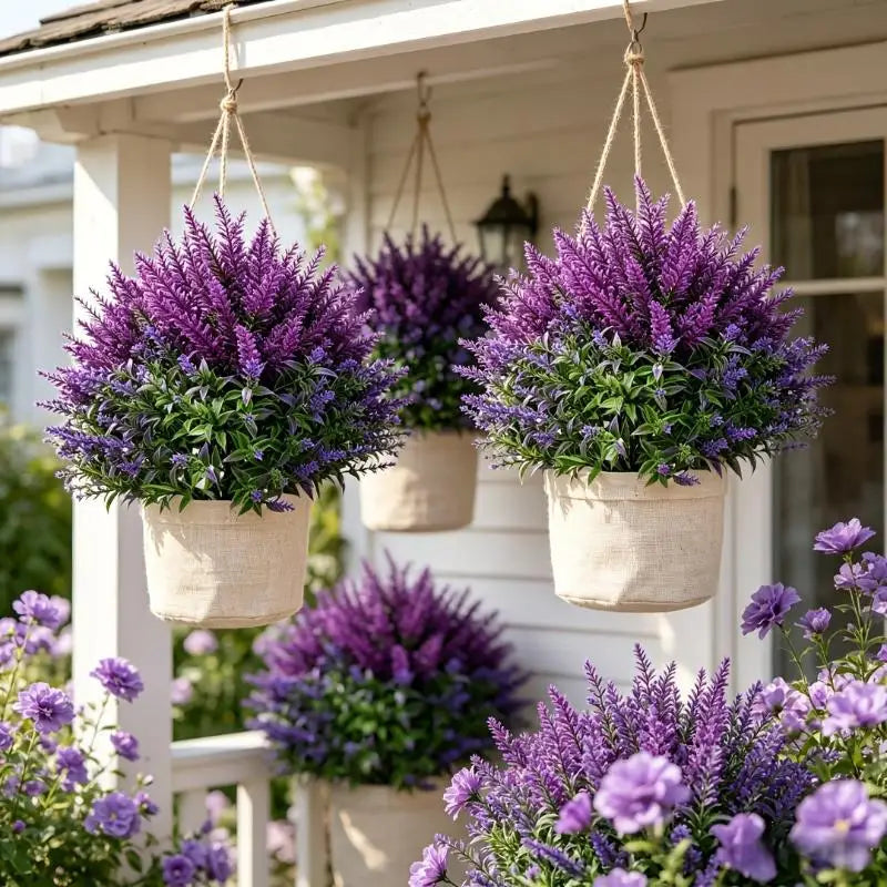 arbre artificiel violet feuilles vertes fleurs patio moderne jardin extérieur piquet fixéextérieur decoration anniversaire